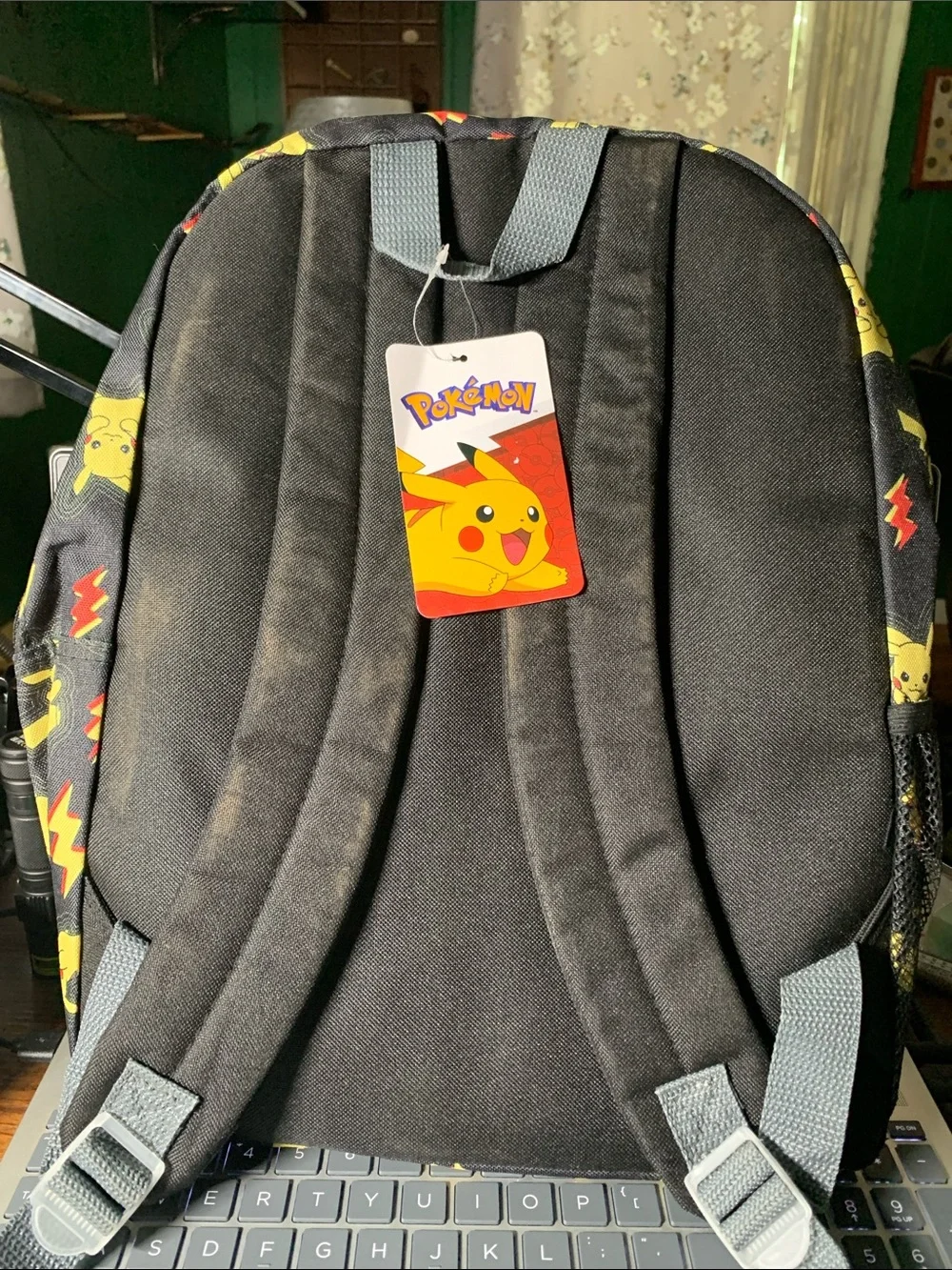 Black Pikachu Patterned Backpack